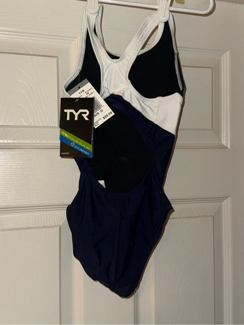 TYR Girl's Alliance T-Splice Maxfit Swimsuit - Navy/White - Size 22